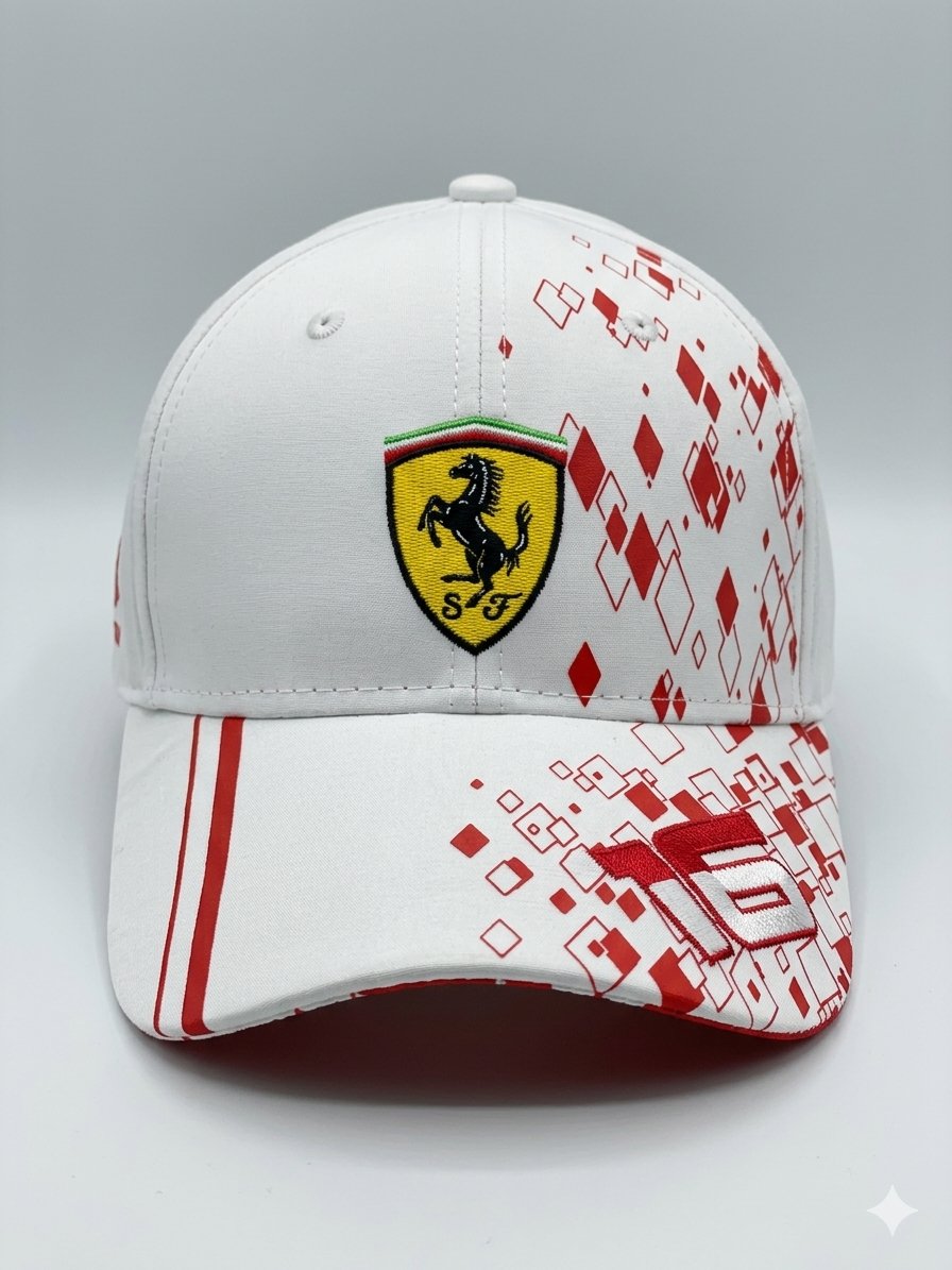 GORRA DE FERRARI BLANCA EDICIÓN ESPECIAL CHARLES LECLERC GRAN PREMIO MÓNACO
