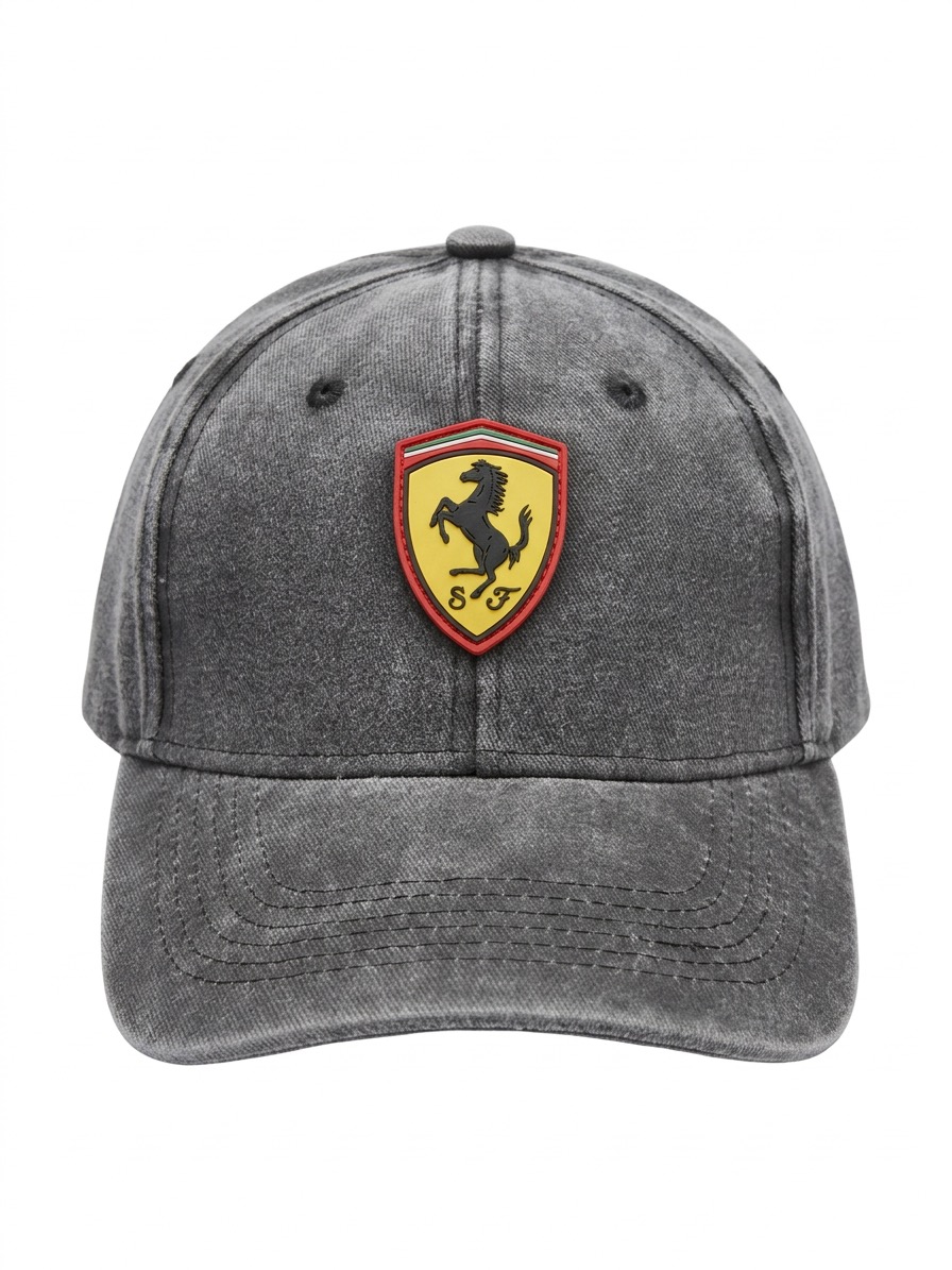 GORRA FERRARI VINTAGE EFECTO ACID WAHS COLOR GRIS